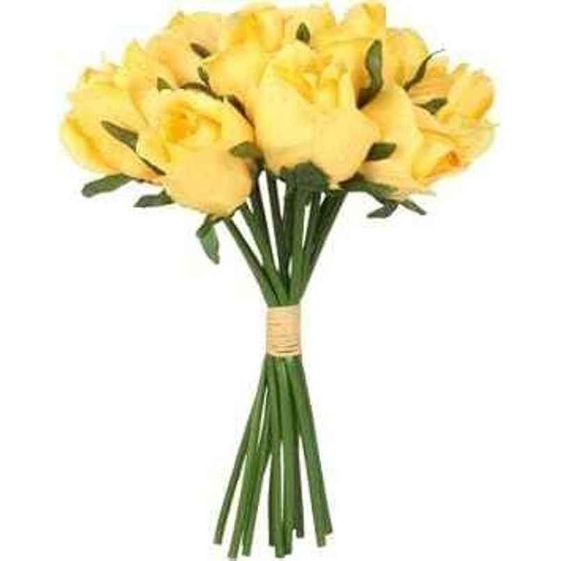 TIED RIBBONS Artificial Rose Bunch | Yellow