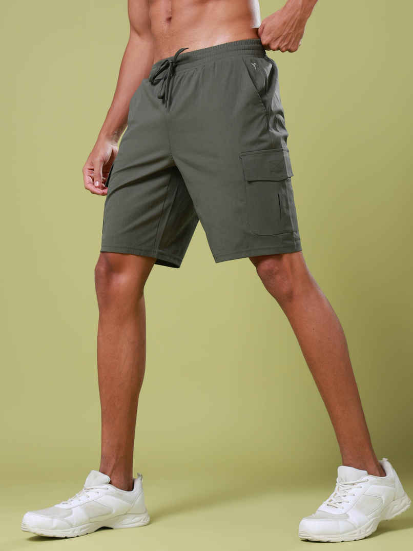 Technosport Men Poly Solid Slim Fit Sports Shorts with TS FLEXI | Beetle | L