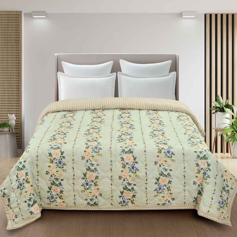 Furnofy Ultrasonic Comforter King Size Light Weight | Microfibre | Tea Green - 80 x 90 in Furnofy Ultrasonic Comforter King Size Light Weight | Microfibre | Tea Green - 80 x 90 in