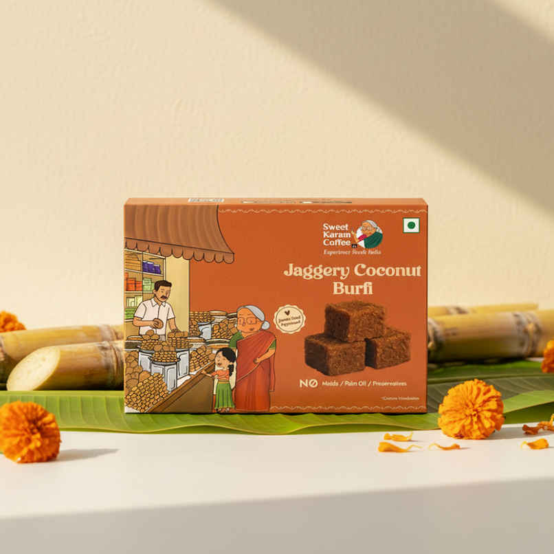 Sweet Karam Coffee Jaggery Coconut Burfi - No Preservatives