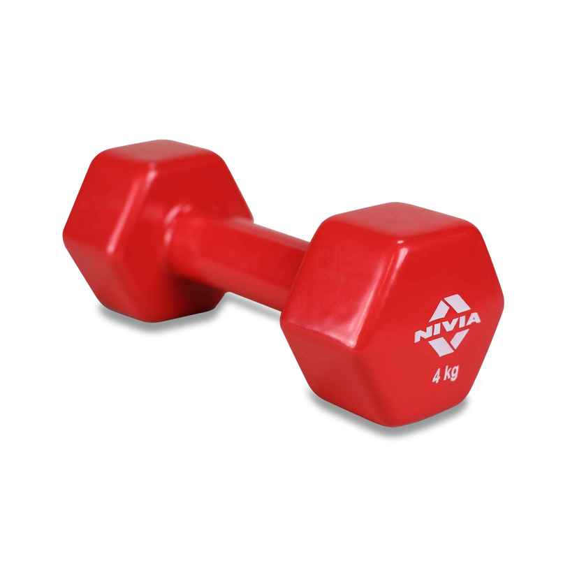 Nivia Vinyl Dumbbell Set (4 kg x 2) | Red Nivia Vinyl Dumbbell Set (4 kg x 2) | Red
