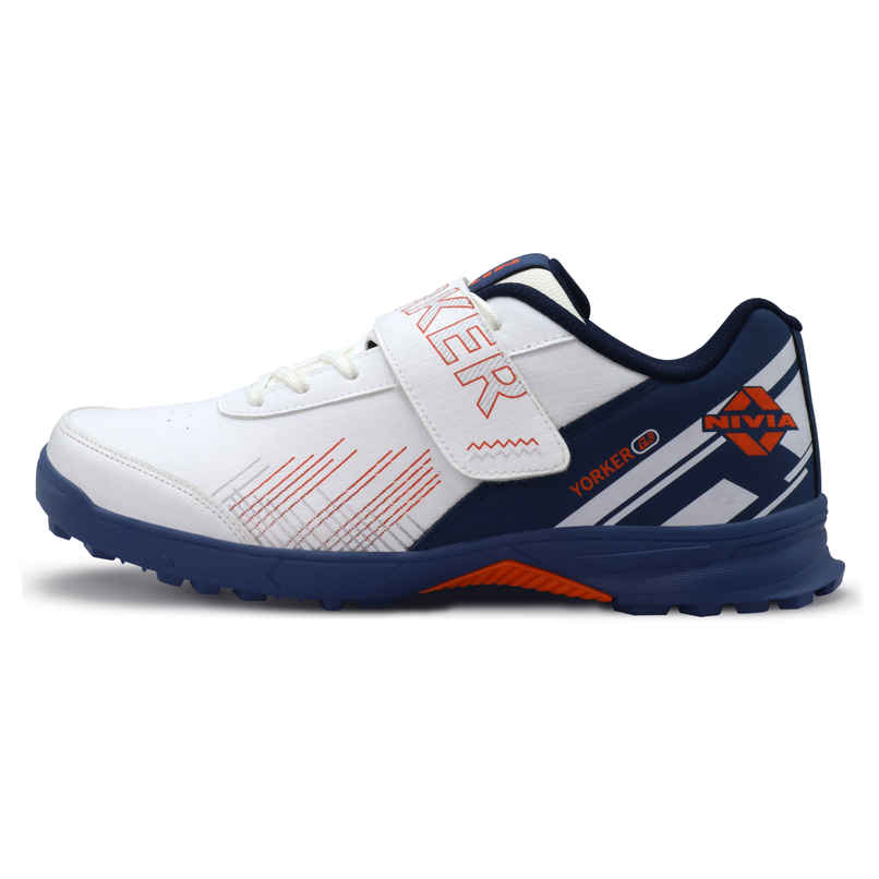 Nivia Men's Yorker 2.0 Cricket Shoes | Navy and Orange - UK 6 Nivia Men's Yorker 2.0 Cricket Shoes | Navy and Orange - UK 6