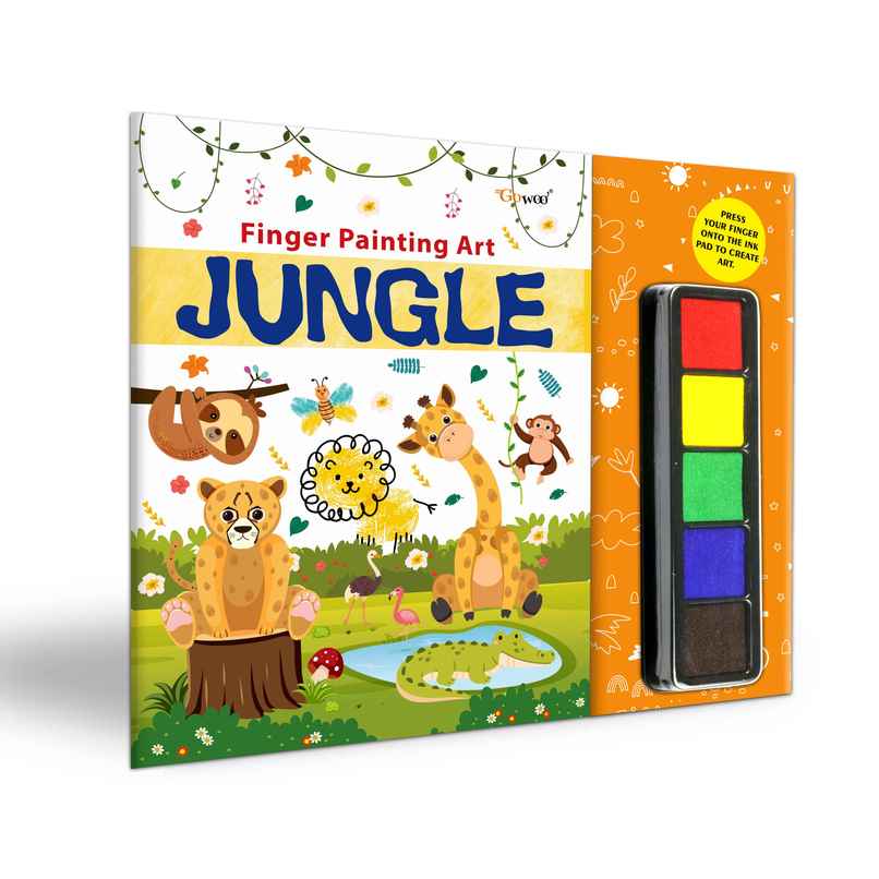 Jungle - Fingerpainting & Colouring Art - Activity Book for Children | Ages 4-9 With Thumbprint Art