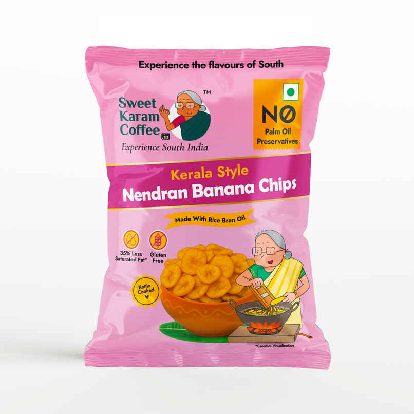 Sweet Karam Coffee Rock Salt Nendran Banana Chips / Wafers - Fasting (Vrat) Special