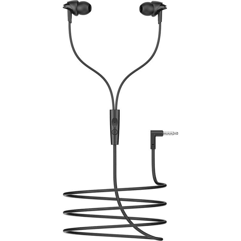 boAt Bassheads 212L, 10mm Drivers,in Line Mic,3.5mm L Shaped Connector, 120cm Cable | Active Black