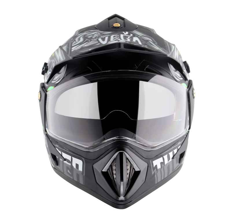 Vega Off Road D/V Thunder Lightweight Full Helmet- Dull Black Grey - L