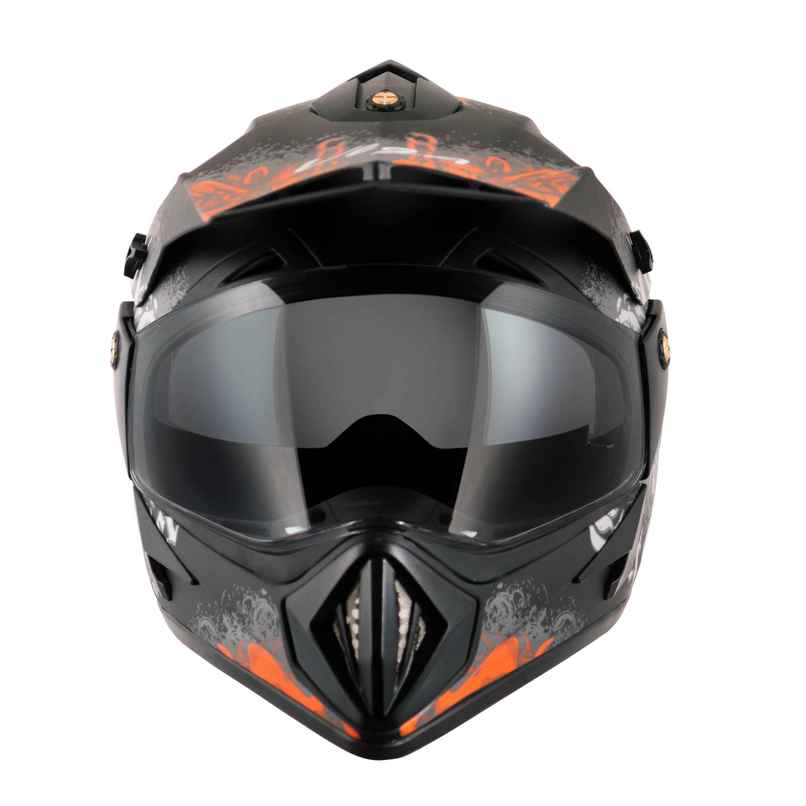 Vega Off Road D/V Gangster Lightweight Full Face Helmet- Dull Black Orange - M Vega Off Road D/V Gangster Lightweight Full Face Helmet- Dull Black Orange - M