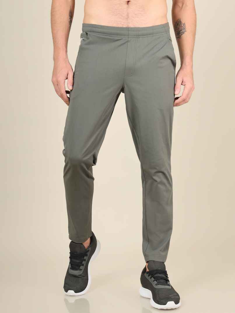 Technosport Men Poly Solid Relax Fit Sports Trackpants with ELASTO PLUS | Beetle | XL