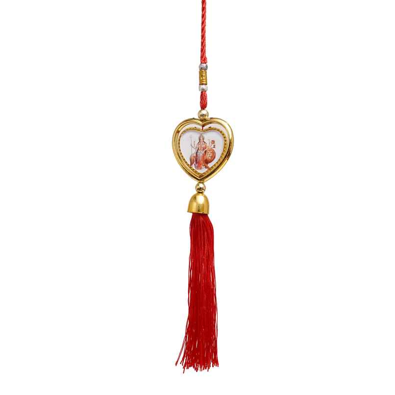 Divine Vibes Heart Shape Rotational Dual Side Durga Ji Decorative Car Hanging