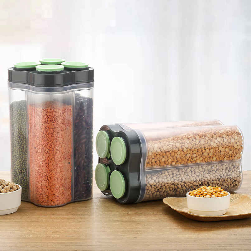 2Mech 4 Section Plastic Kitchen Storage Container | Set Of 2