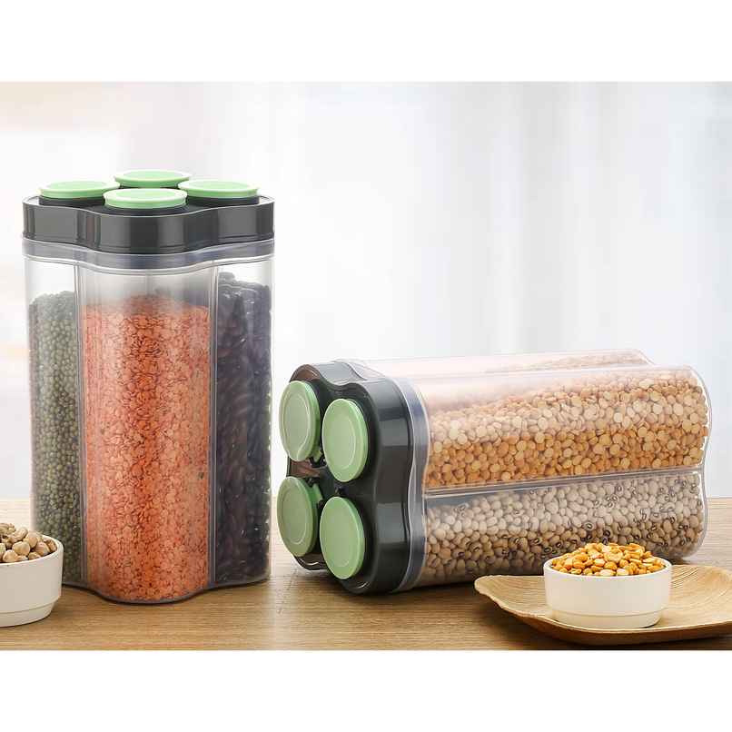 2Mech 4 Section Plastic Kitchen Storage Container | Set Of 2