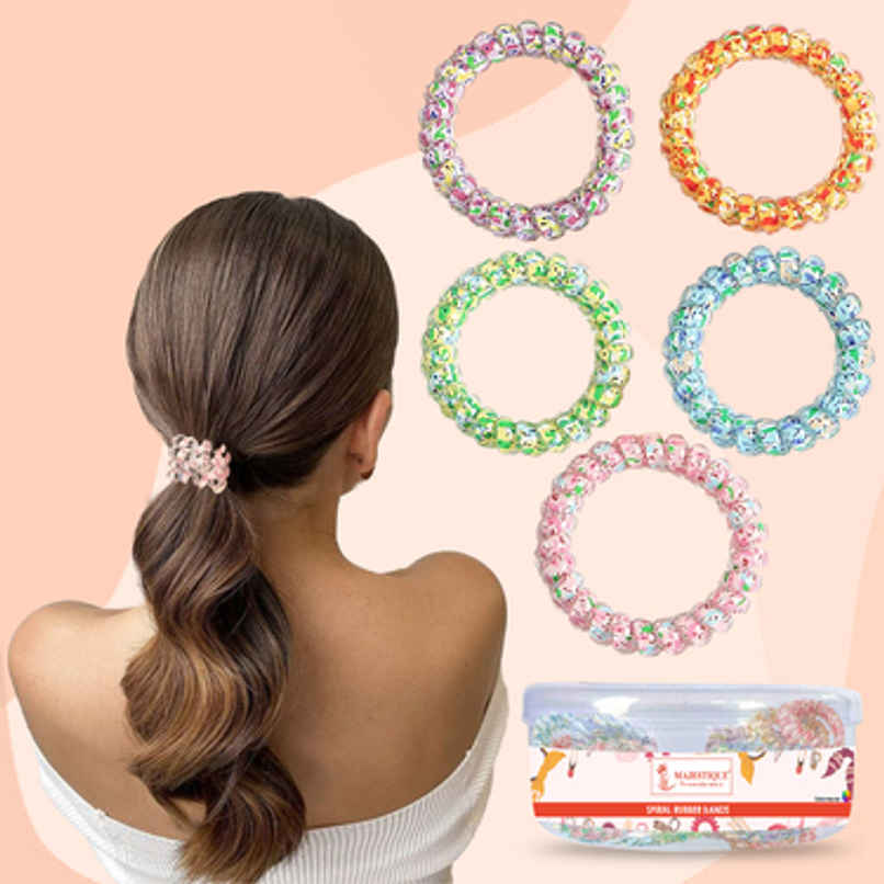 Majestique Spiral Hair Ties for Thick Hair | Elastic No Crease Hair Coils | Multicolor Majestique Spiral Hair Ties for Thick Hair | Elastic No Crease Hair Coils | Multicolor