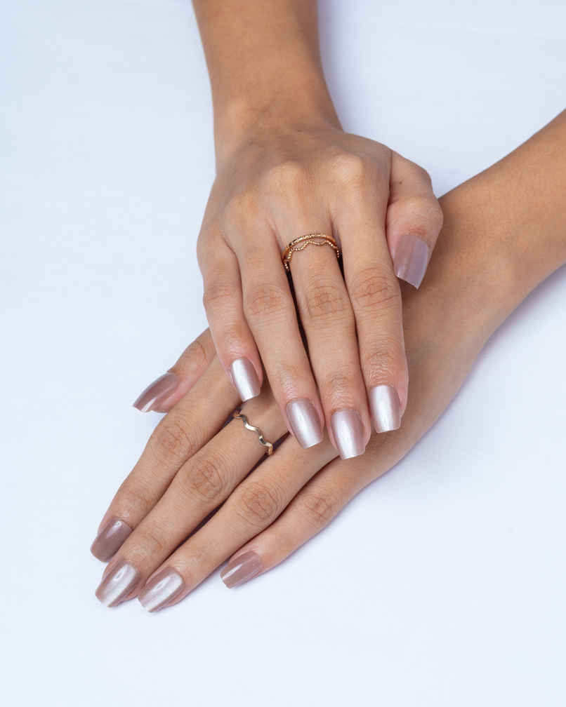 Pep Nails Bruna Medium Coffin Brown Cat Eye Reusable Press On Nails | 30 Nail Tips