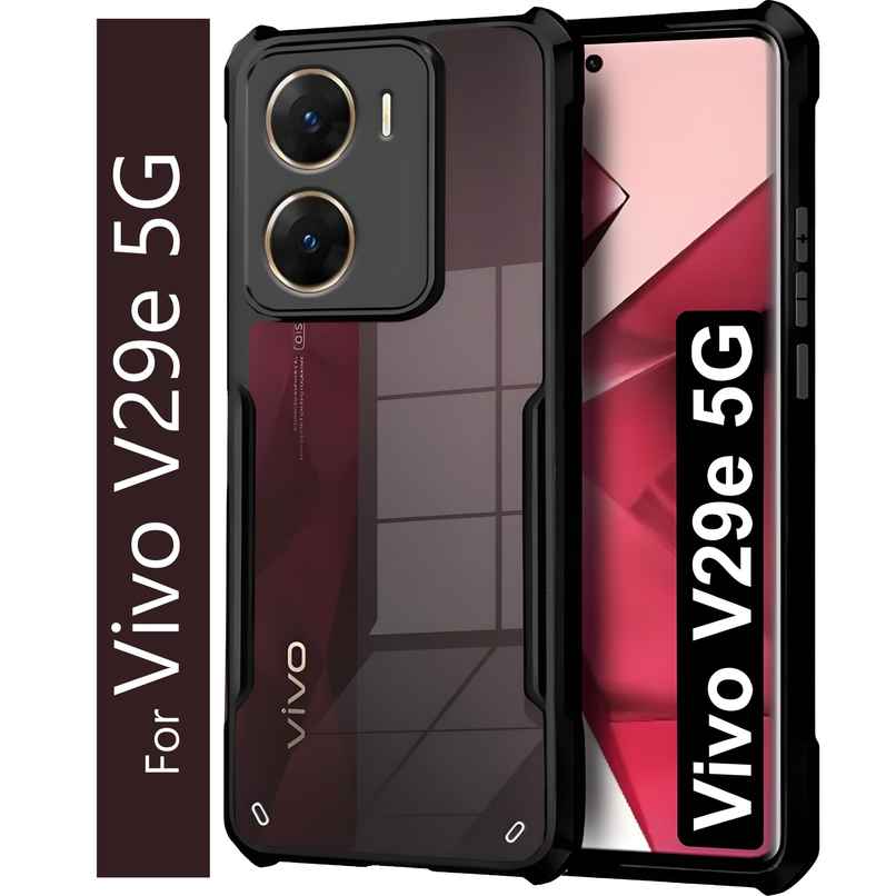 Kwine Case Vivo V29E Back Cover - Black Bordered Transparent Case