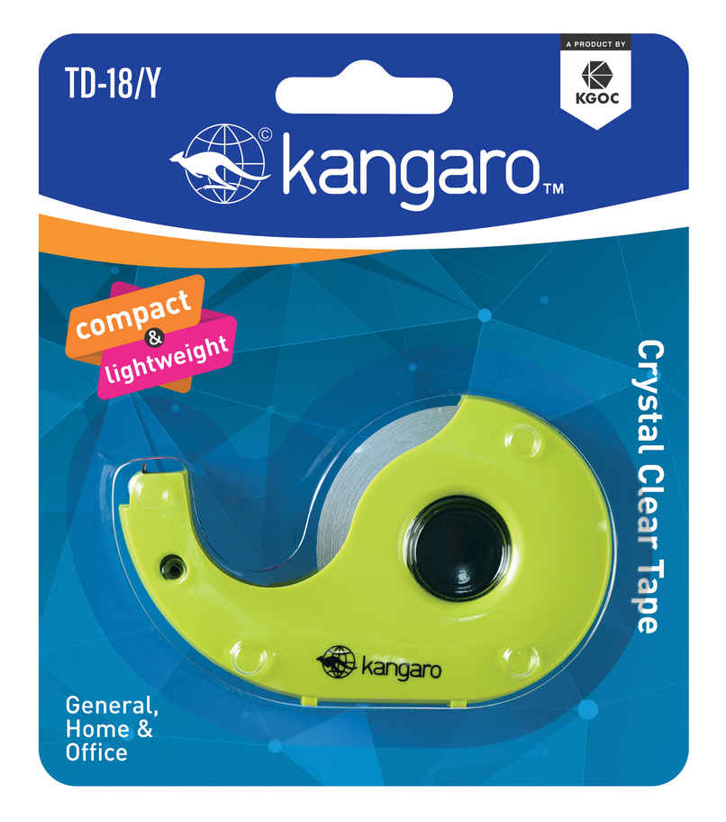 Kangaro Clear Tape with Dispenser - Assorted Design | 18 mm x 24 m