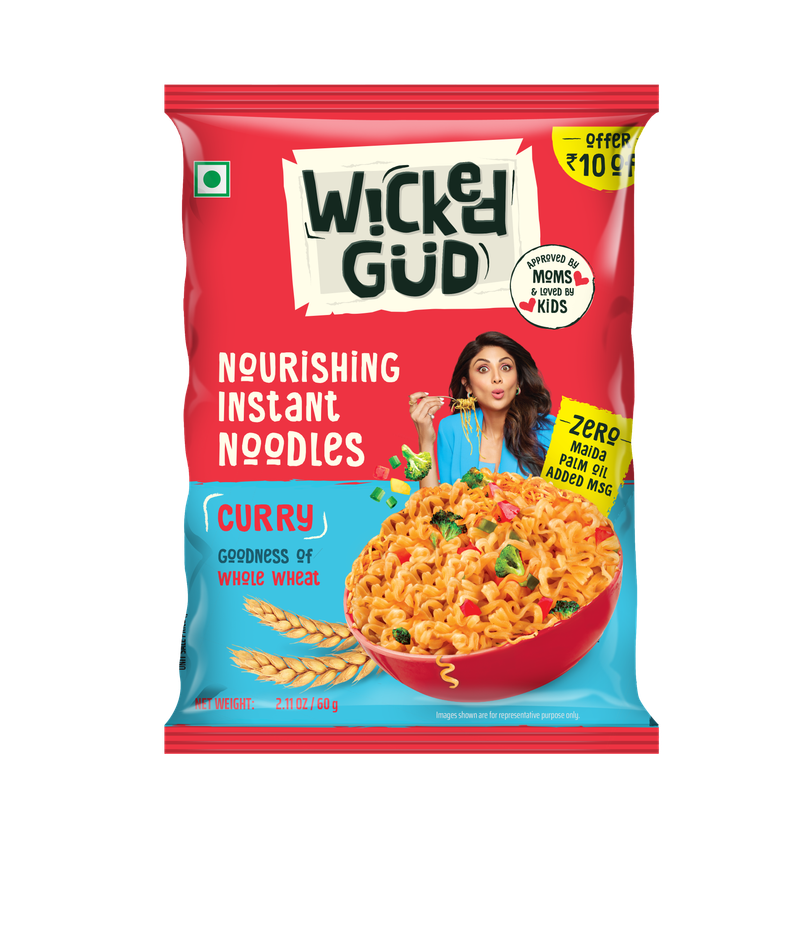 WickedGud Whole Wheat Curry Noodles | No Maida | No Palm Oil | Source of Protein