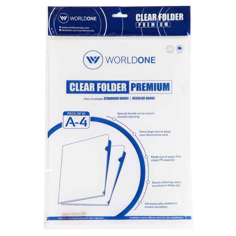 Worldone A/4 Worldone clear L folder, Pack of 10