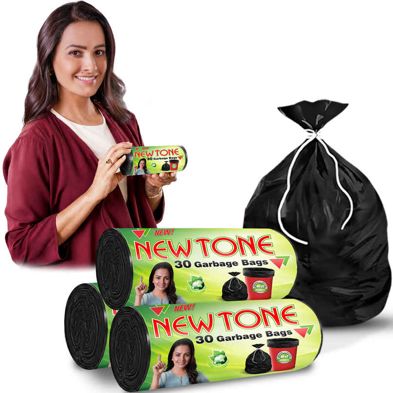 Newtone Medium Garbage Bags | 19 x 21 Inches | 90 Bags | Black