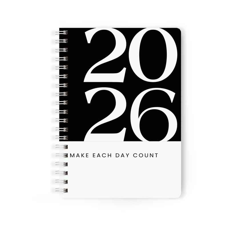 Papboo A5 Hardcover 2026 Diary with Calendar | 80 GSM | Ruled | 188 Pages | Black