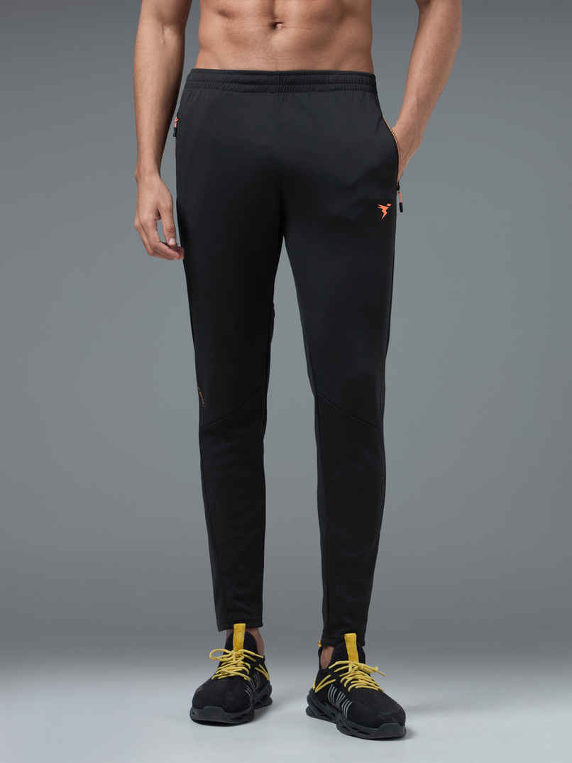 Technosport Men Poly Solid Slim Fit Sports Trackpants with TECHNO DRY | Black | XXL