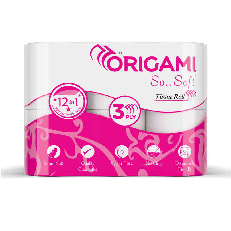 Origami 3Ply 12 in 1 Soft Toilet Tissue Roll | 160 Pulls Each