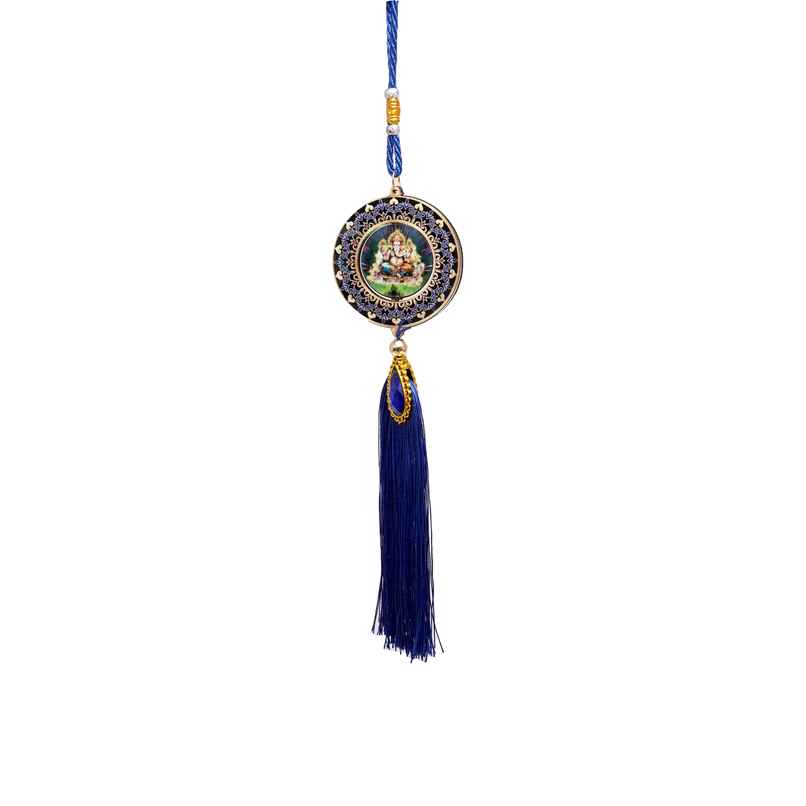 Round Designer Ganesh Ji Golden Car Dashboard Hanging | Divine Vibes | Ganesh Chaturthi Specials