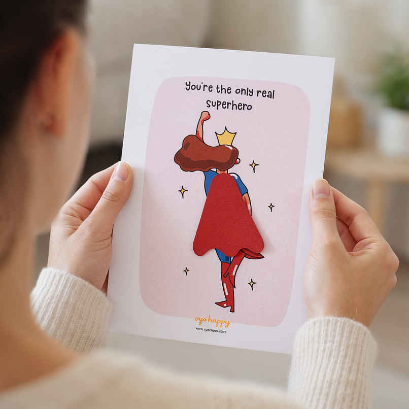 Superwoman Cape Card with a Real Cape Attached | Oye Happy