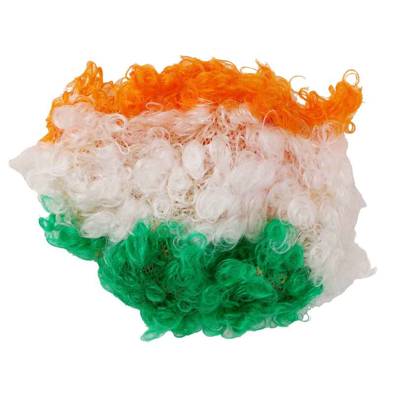 Tricolor Wig Indian Flag Colored Wig for Cricket Match Parties | Propcon Tricolor Wig Indian Flag Colored Wig for Cricket Match Parties | Propcon