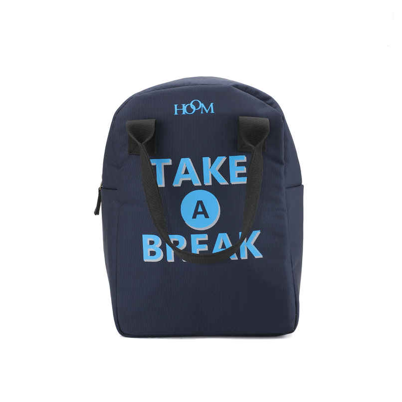 HOOM Metpet Aluminium Insulation Lunch Bag Solid Color with Quote | Blue- 8 L