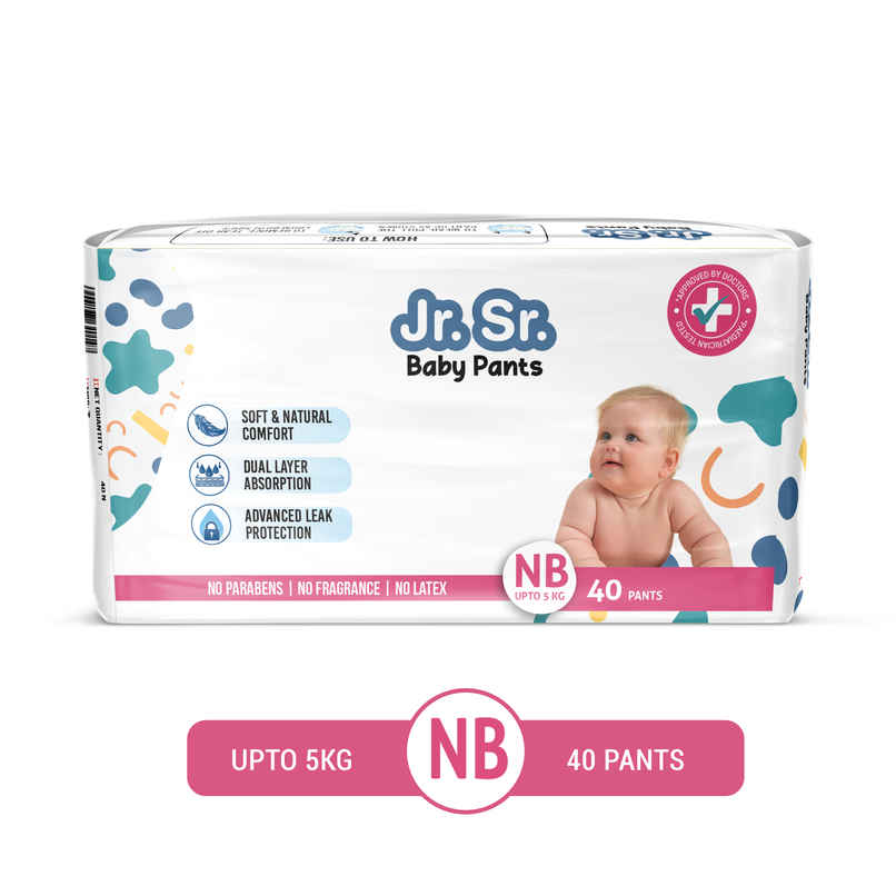 Jr. Sr. Baby Pant Style Diaper | XS | 40 pcs | Upto 12 Hours Protection, Wetness Indicator Jr. Sr. Baby Pant Style Diaper | XS | 40 pcs | Upto 12 Hours Protection, Wetness Indicator