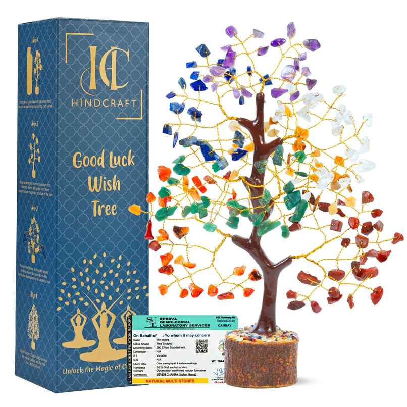HINDCRAFT Seven Chakra Crystal Energy Tree Divine Harmony Showpiece HINDCRAFT Seven Chakra Crystal Energy Tree Divine Harmony Showpiece