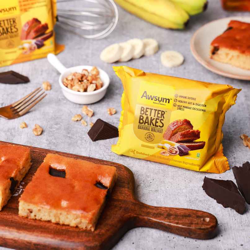 Awsum Better Bakes Banana Chocolate Eggless Cake | Bakery Delight