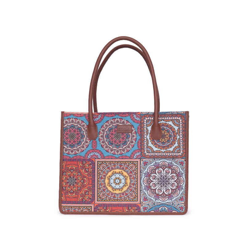 Zouk Multicolour Mandala Print Book Tote - Multicolour Zouk Multicolour Mandala Print Book Tote - Multicolour