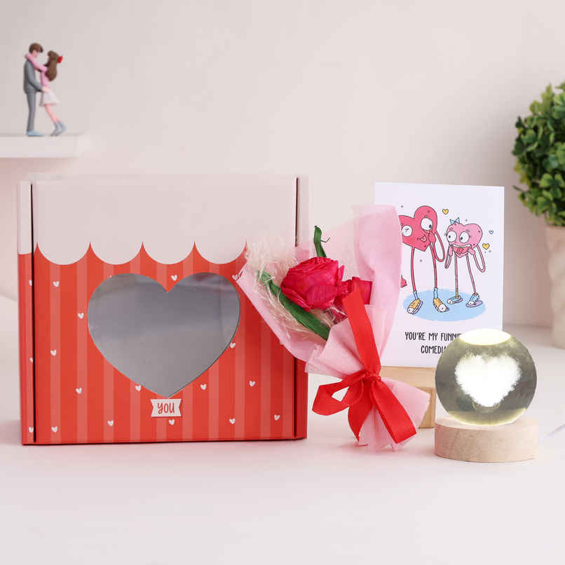 Forever Rose Bouquet with Card Easel Gift Hamper | Elegant Floral Surprise | Oye Happy