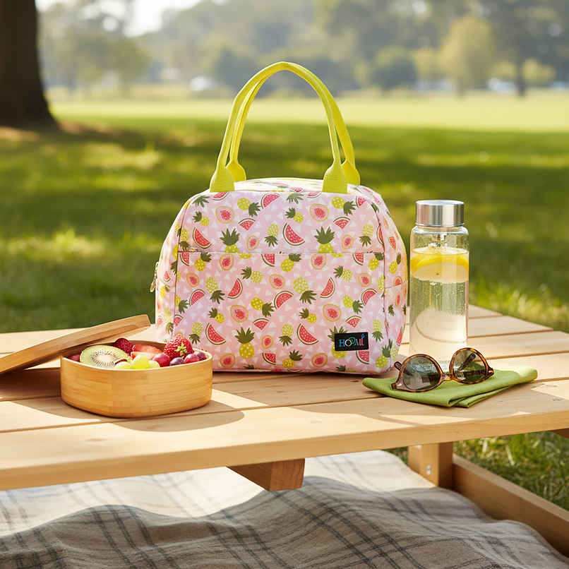 HOOM Print Lunch Bag with Met-PET Aluminium Insulation & Front Pocket | Fresh and Warm for Longer