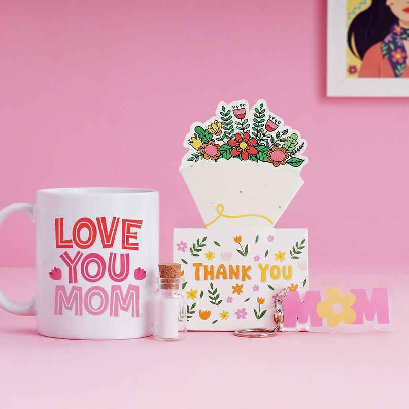 Love You Mom Gift Box | Mug Combo with Card & Keychain | Oye Happy Love You Mom Gift Box | Mug Combo with Card & Keychain | Oye Happy