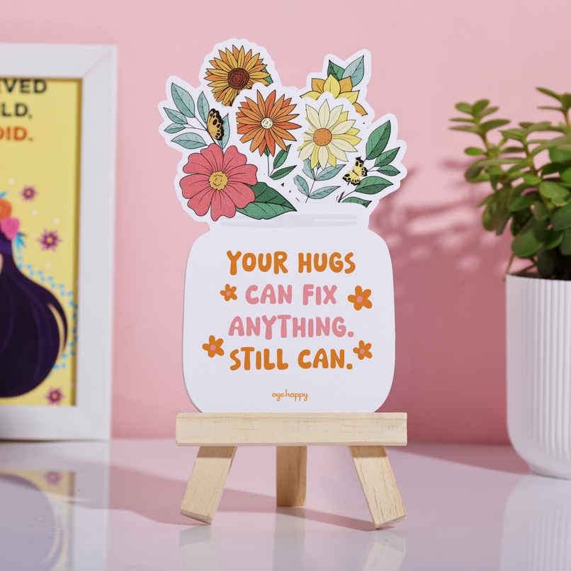 Floral Quote Easel | Motivational Desk Decor with Stand | Oye Happy