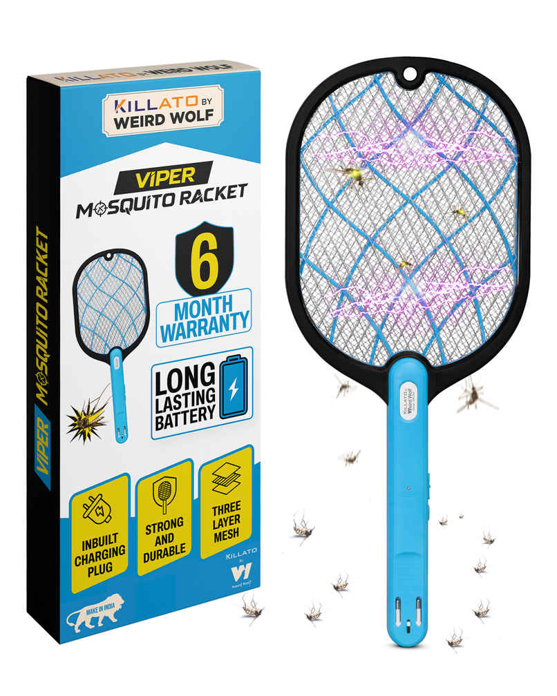 Killato Weird Wolf Viper Mosquito Bat with Built-in Charging Plug | Blue Killato Weird Wolf Viper Mosquito Bat with Built-in Charging Plug | Blue