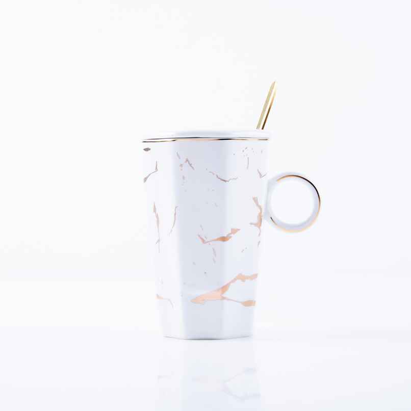 Gibox Frosting Mug Ceramic Marble Set White