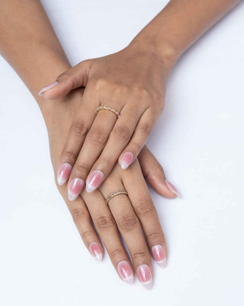 Pep Nails Berry Medium Almond Pink Cat Eye Reusable Press On Nails 30 Nail Tips
