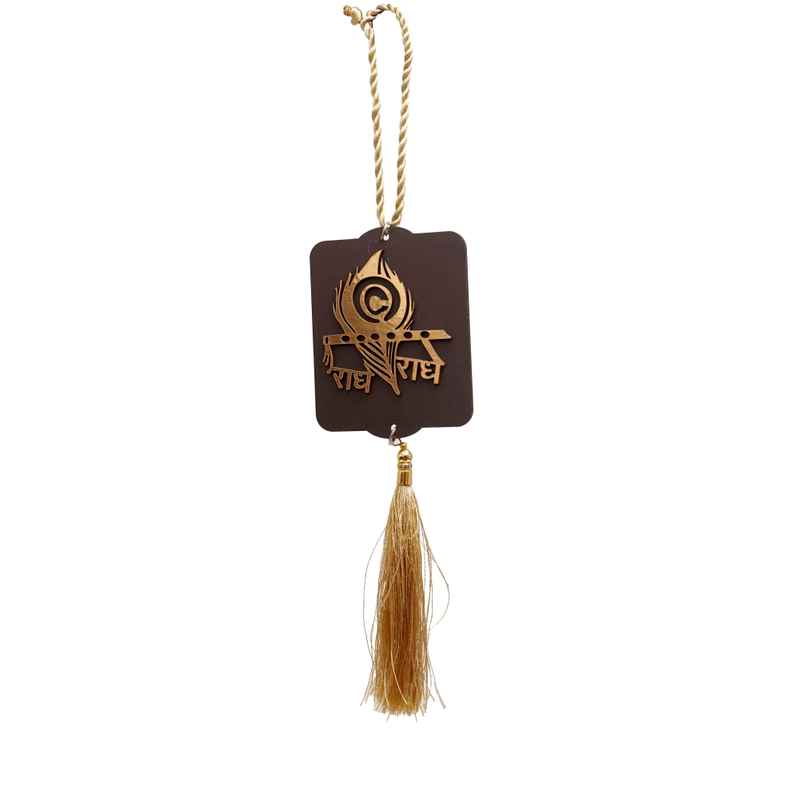 Divine Vibes Radhe Radhe Wooden Car Dashboard Hanging Divine Vibes Radhe Radhe Wooden Car Dashboard Hanging