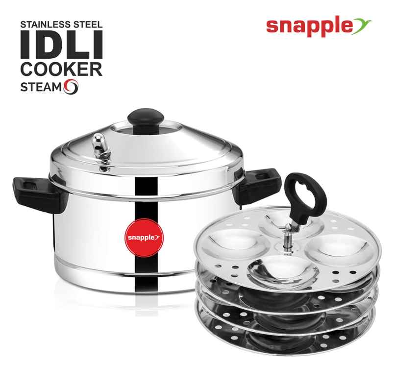 Snapple SteamO Idly Maker | 4 Plate | Gas & Induction Compatible | Induction Bottom Snapple SteamO Idly Maker | 4 Plate | Gas & Induction Compatible | Induction Bottom