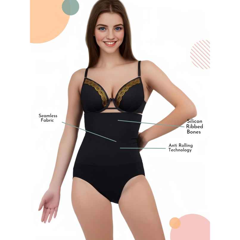 Dunberry London Seamless High Waist Tummy Tucker & Hip Shaper | Anti-Rolling | Black | M/L/XL Dunberry London Seamless High Waist Tummy Tucker & Hip Shaper | Anti-Rolling | Black | M/L/XL