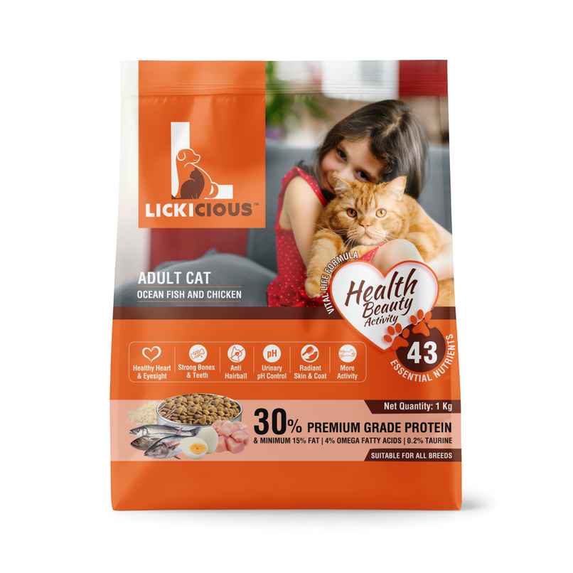 LICKICIOUS Adult Cat Ocean Fish & Chicken | Dry Cat FOOD