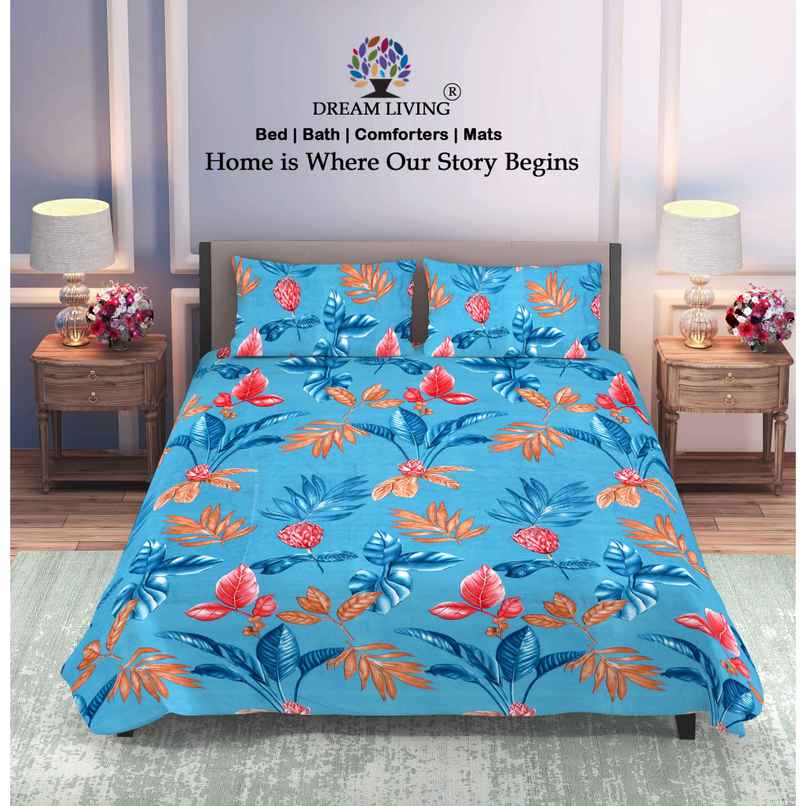 Dream Living 115 GSM Double Bedsheet Set |220 x 240 cm| With 2 Pillow Covers Dream Living 115 GSM Double Bedsheet Set |220 x 240 cm| With 2 Pillow Covers