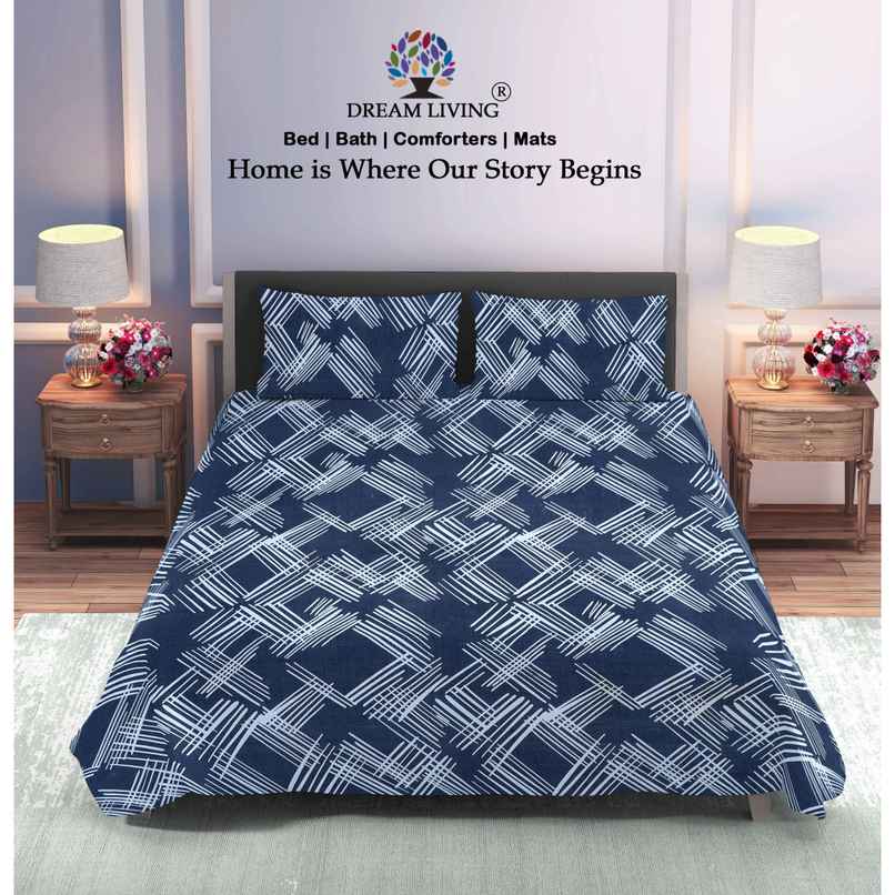 Dream Living 115 GSM Double Bedsheet Set |220 x 240 cm| With 2 Pillow Covers