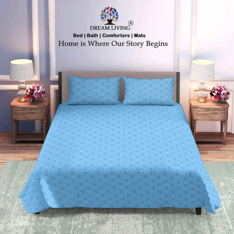 Dream Living Embossed Double Bedsheet Set | Blue - 220 x 250 cm Dream Living Embossed Double Bedsheet Set | Blue - 220 x 250 cm