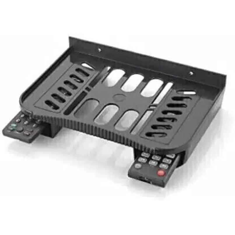 Set Top Box Stand With 2 Remote Holders - Wall Mount For Home Shelf | Plastic