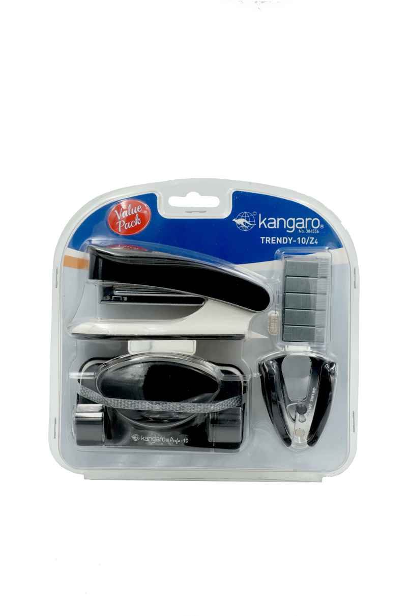 Kangaro Trendy Series Set Of Trendy Stapler, Perfo Punch, Staple Remover And Staples Pin - Assorted