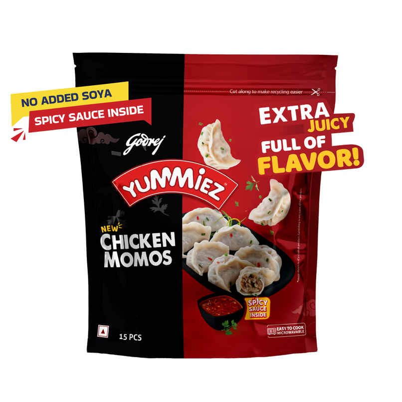 Godrej Yummiez Chicken Momos | Frozen Snack | Free spicy sauce | Extra Juicy